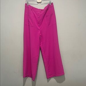 Royalty For Me High-Rise Wide-Leg Button-Front Pants in Hot Pink